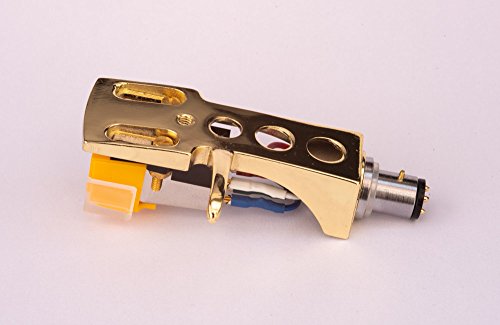 Evita saltos en vinilos con la aguja para tocadiscos Yamaha YP-K5J y carcasa dorada con soporte 2