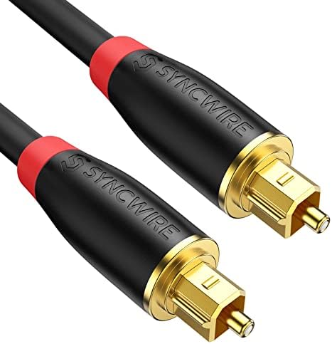 SYNCWIRE Digital Optical Audio Cable Toslink Cable - 1M [24K Gold-Plated, Ultra-Durable] Fiber Optic Male to Male Cord for Home Theater, Sound Bar, TV, PS4, Xbox, Playstation & More - Black