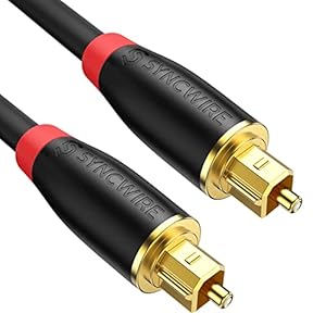 SYNCWIRE Digital Optical Audio Cable Toslink Cable - 1M [24K Gold-Plated, Ultra-Durable] Fiber Optic Male to Male Cord for Home Theater, Sound Bar, TV, PS4, Xbox, Playstation & More - Black