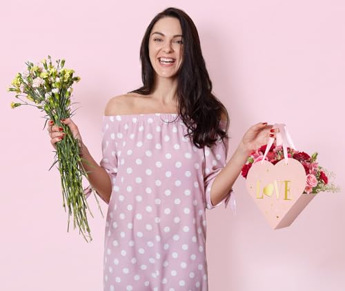 Renbuzhu 16 Pcs Valentines Day Heart Shaped Gift Boxes for Flower - Bouquet Storage with Handle for Mothers' Day Floral Arrangements Supplies - Image 3