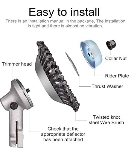 GS Alderaul Upgraded 8 in Steel Wire Brush Cutter Trimmer Head Kit, 7 Pcs Weed Eater Wire Brush Kit, with Weed Eater Blade Adapter Kit, for String Trimmers, Weed Eater Head, Lawn Mower, Rust Removal. - Thumbnail 7