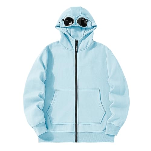 Airplane Hoodies with Eye Mask Men Women Mode Travel Hoodies Full Zip Up Casual Long Sleeve Lightweight Shirt Jackets