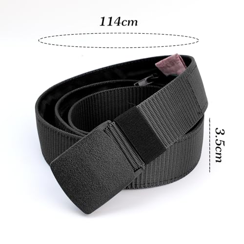 Money Belts for Travel for Men, Nylon Military Tactical Mens with Plastic Buckle Security Money Belt with Hidden Pocket (Black, 114x3.5cm)2
