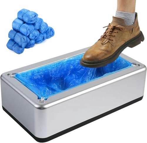 MNJVCFDS Dispensador automático de Cubiertas para Zapatos, máquina desechable para Cubiertas de Zapatos con 100 Cubiertas para Zapatos, tapetes Antideslizantes, máquina para Envolver Zapatos, máquina
