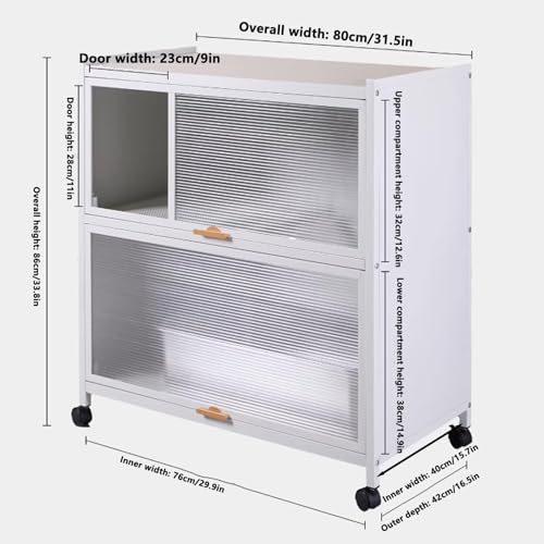 Meuble litiere chat en métal blanc avec double compartiment - 3