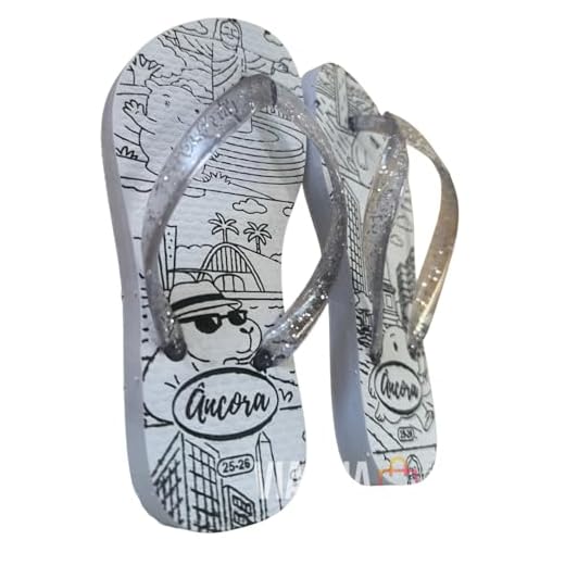 Chinelo Infantil para Colorir do 25 ao 32 Estilo Divertido e Criativo (Correia Transparente, BR, Criança de 4 a 8 anos, Faixa Numérico, 25, 26)