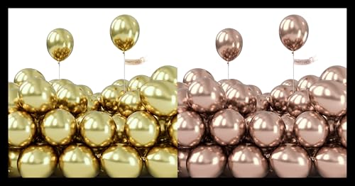 PartyWoo Metallic Desert Gold Balloons 50 pcs and PartyWoo Metallic Rose Gold Balloons 50 pcs