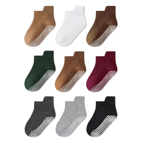 Image of Baby Non Slip Ankle Socks with Grippers (9 Pair) for 6 months-5 years Infant Toddler Boys Girls