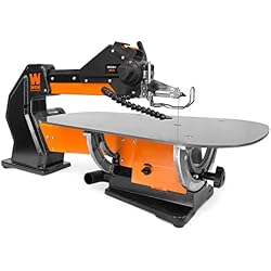 1 of WEN LL2156 21-Inch 1.6-Amp Variable Speed Parallel Arm Scroll Saw with Extra-Large Dual-Bevel Steel Table, Black Orange