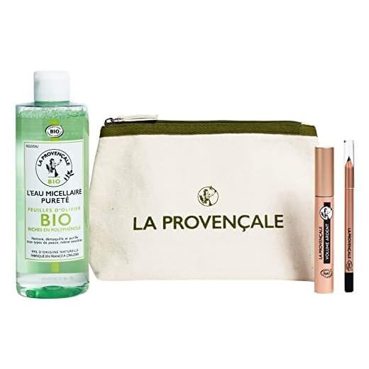 La Provençale Bio – Estuche de maquillaje y cuidado – 3 productos orgánicos y naturales – Mascarilla, lápiz khôl y agua micelar – Negro