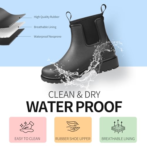 DKSUKO Women's Deck Boots Waterproof Ankle Rain Boots Non-Slip Rubber Fishing Boot Outdoor Work Shoes for Boating Gardening Farming2