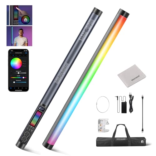 NEEWER TL60 RGB Tubo Luz, 20W a Todo Color RGBWW LED Luz Video Varita Stick App/2,4G/DMX Control con Efectos de 7 Píxeles 18 Escenas para Estudio Fotografía Grabación Streaming, 2500K-10000K CRI97+