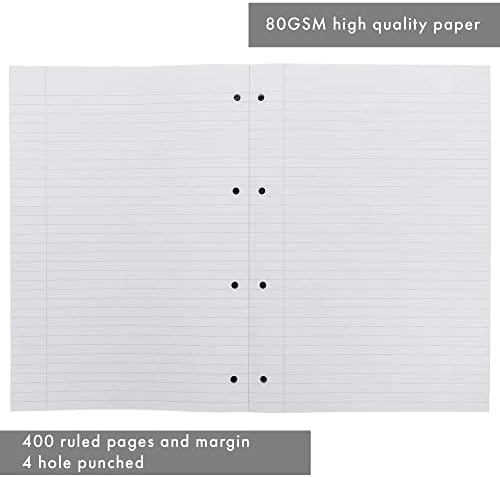 Pukka Pad A4 Refill Notepad  5 Pack of Notebooks with 400 Pages of 80GSM Paper, 4-Hole Punch Margins, and Feint Ruled Lines  29.7 x 21cm
