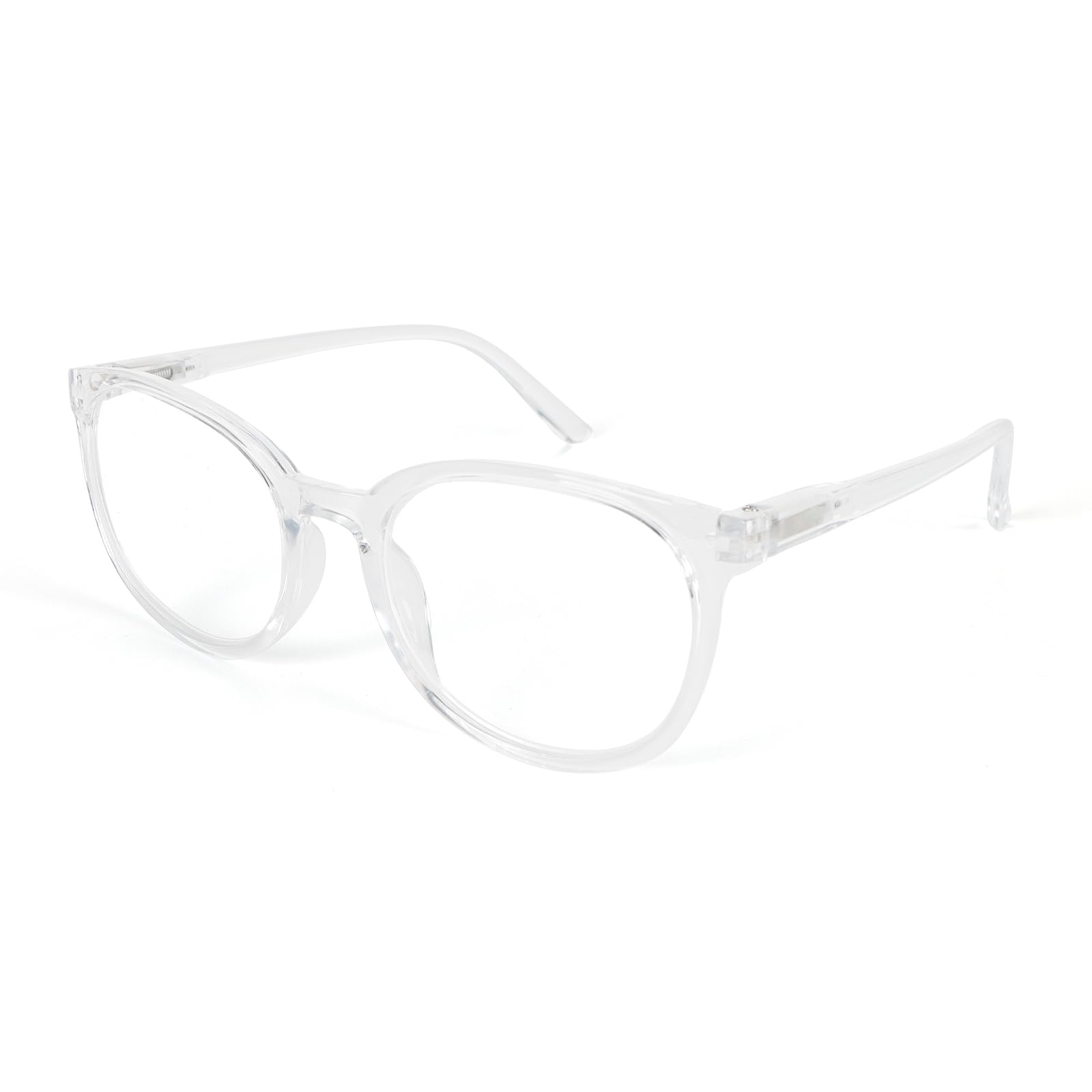 MMOWW Runder Rahmen Lesebrille Damen Herren, Federscharnier Runden Blaulichtfilter Computerbrille Entspiegelt Brille (Transparent, +3.0)