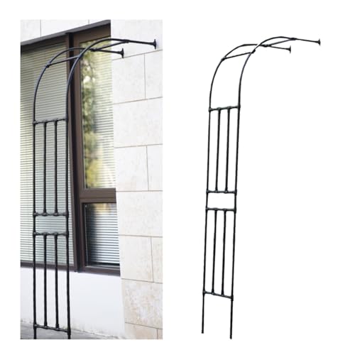 240cm Haut Demi-Arc arche de jardin pour plantes grimpantes,Contre le mur Arceau à rosiers en metal,Compact Treillis Jardin extérieur, Antirouille Pergola de Jardin ,Noir(L240 x P40 x H240 cm)