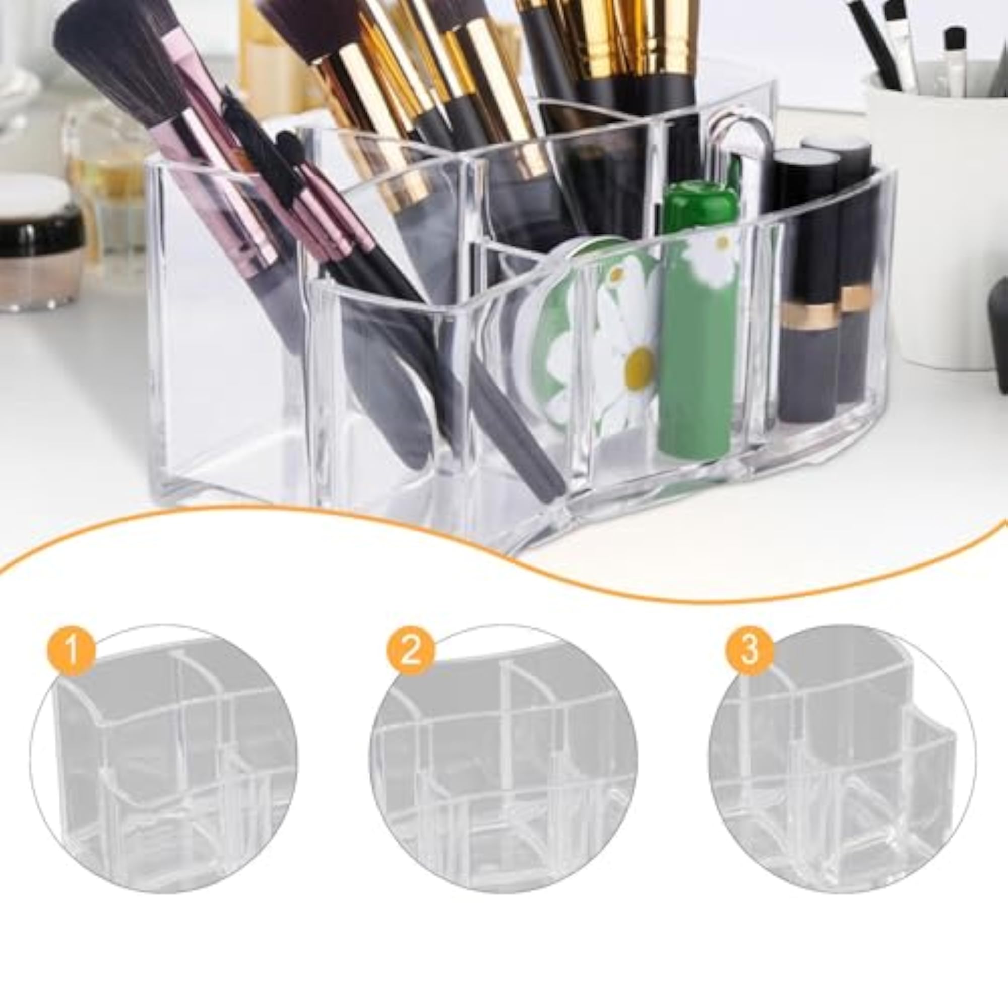 Clear Makeup Brush Holder Lipstick Organizer for Drawer