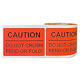 Remarkable 2'X3' DO NOT Crush Bend OR FOLD Caution Warning Shipping Label-Self Adhesive Labels (Fluorescent Orange,250 Per Roll)