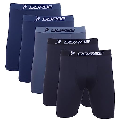 Kit 5 Cuecas Long Leg Algodão Dorbe Não Enrola Original Masculina Cueca Longa Cotton Boxer Box Masculino Ciclista Adulto Comprida (BR, Alfa, M, Regular, Preto Marinho Grafite)