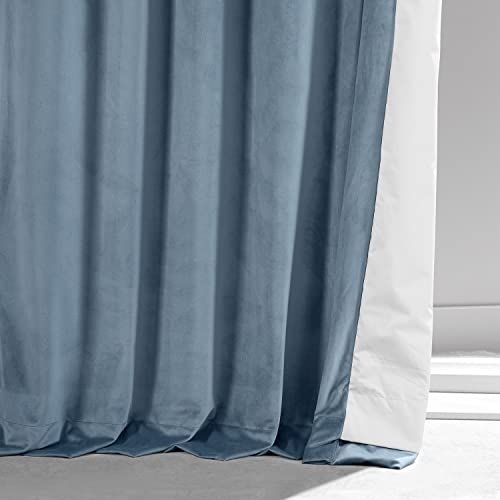 Image of HPD Half Price Drapes Signature Plush Velvet Blackout Curtains for Bedroom (1 Panel), 50W X 84L Hotel Black Out Curtains for Living Room, Thermal Insulated Blackout Curtains, Copenhagen Blue