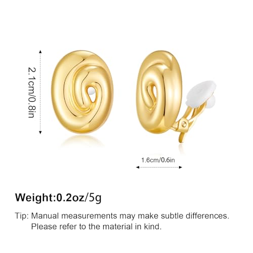 Aretes Clip On de Latón con Baño de Oro 14K miniatura 5