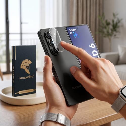 Image of ArmourPro Tempered Glass and Clear Camera Lens Protector for Samsung Galaxy Z Fold 6, Edge to Edge Screen Guard, Anti-Bubble, Scratch Resistant, Anti-Fingerprint, Installation Kit | Clear