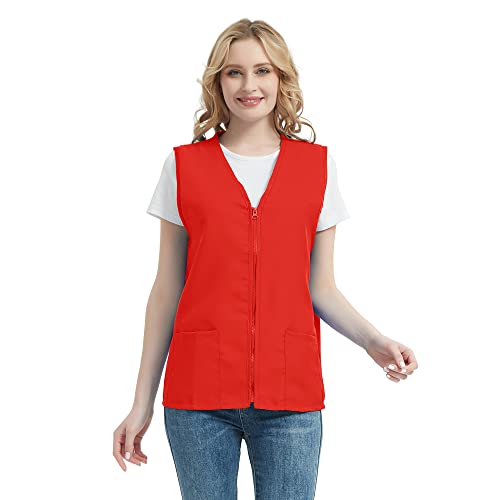 Toptie Adult Volunteer Activity Vest Supermarket Uniform Vests Clerk Workwear-Red-M #TOP2