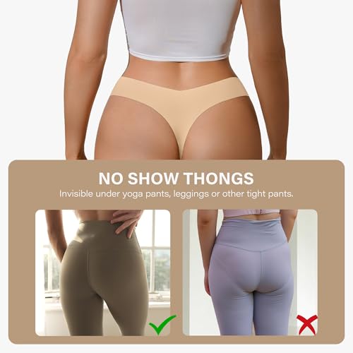 Image of DEANGELMON Seamless Thongs for Women No Show Thong Underwear Women Comfortable Multiple Pack