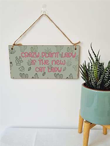 Handmade Wooden Hanging Wall Plaque Crazy Plant Lady is the New Cat Lady Funny House Plant Decorative Sign Mum Sister Gift - Image 2