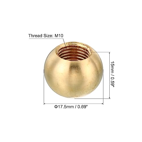 Image of PATIKIL M10x1 17.5mm Thread Lamp Finials Cap Knob, 2 Pack Brass Ball Lamp Decoration Screw Caps Threaded for Furniture Lighting Lamps