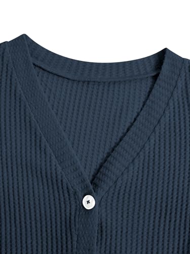 Image of SweatyRocks Women's Long Sleeve Button Front V Neck Soft Cardigan Sweaters