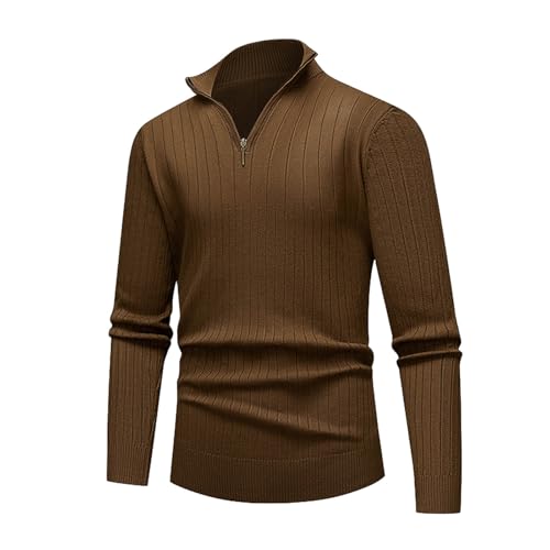 Men’s Quarter Zip Sports Pullover Knitted Sweaters Slim Fit Mock Neck Long Sleeve Pullover Outdoor Running Sweaters2