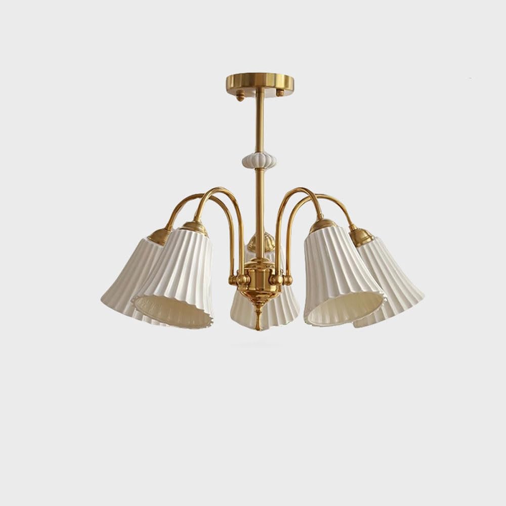 Suspension céramique blanche E27 lustre crème chambre 5 lampes