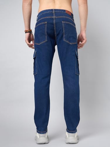 Image of STUDIO NEXX Men's Loose Fit Cargo Jeans| Stretchable | Cargo Denims | Utility Pockets