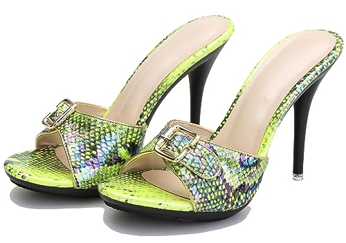Sandales à talons serpent vert pour vos soirées d'été décontractées chic - 2