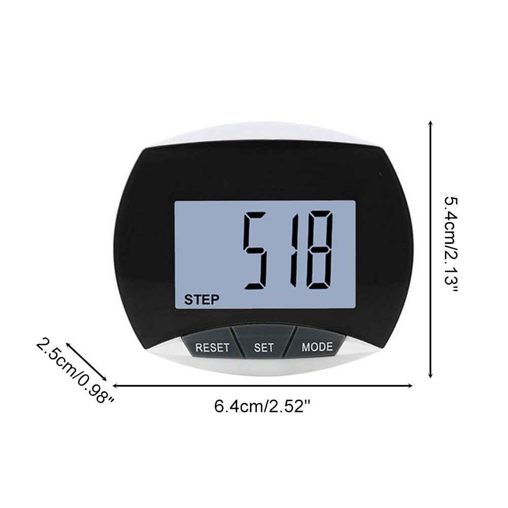 Podomètre 3D, Compteur de Pas Numérique Quotidien avec Moniteur Distance Marche Portable Cilp Compteur Calories Brûlées pour Hommes Femmes Enfants