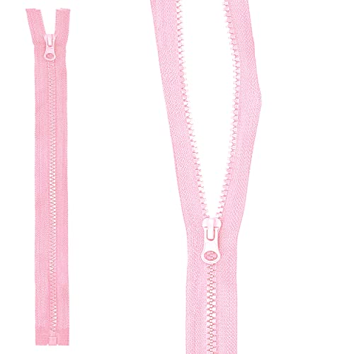 mumbi Cremallera divisible 5 mm 30 cm rosa plástico cremalleras con cremallera dientes gruesos