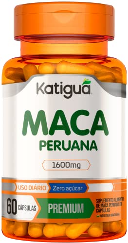 Maca Peruana, Sem sabor, Vegan products, Katiguá, 60 Cápsulas de 1600mg, Laranja