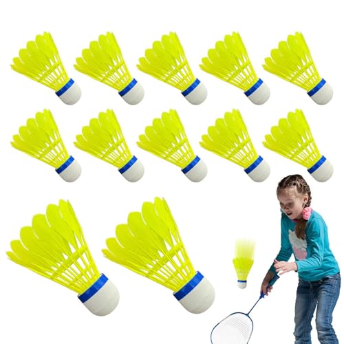 Volantes de bádminton, 12 bolas de bádminton de nailon, diseño de volante de avión de polietileno, equipo deportivo duradero y de alto rendimiento, ideal para competición, práctica y entretenimiento