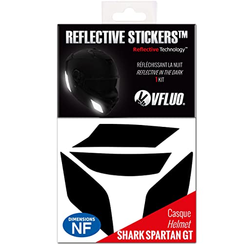 VFLUO - Gama de Pegatinas Retro Reflectantes - Casco Moto Shark Spartan GT™ - Tiras Homologadas FR - Tecnología 3M™ - Visibilidad & Resistencia - Discreta & Diseño - Adherencia máxima - Negro Cover