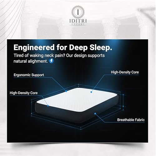 Image of Shredded Memory Foam Cervical Pillow Set of 2, 50x30x6 cm High Density Support for Neck Pain Relief, Luxury Breathable Case, Orthopedic Bedding for Aligned Spine, White and Blue