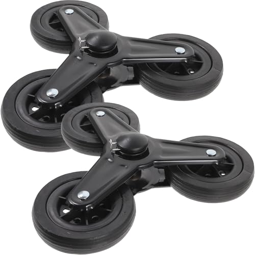 MAGICLULU Ruedas Triangulares para Carrito de Compras 1 Par, Ruedas de Carreta de Alta Resistencia de Acero Inoxidable Rodamiento Suave, Resistentes al Desgaste para Subir Escaleras y Uso
