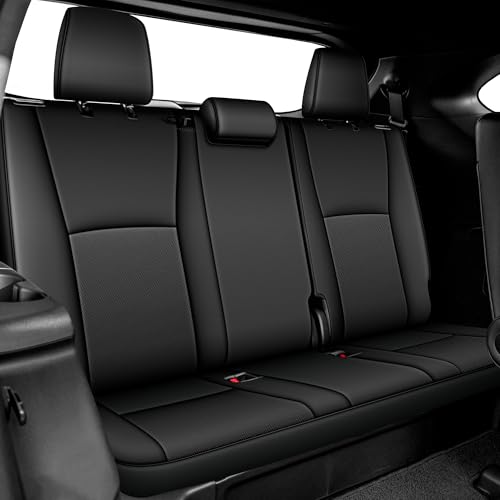 Image of AOMSAZTO Custom Fit Car Seat Covers for Toyota Highlander 2020 2021 2022 2023 2024 2025 2026 - (Three-Rows 7 Seats,Second Row Captain Chair) Faux Leather Black