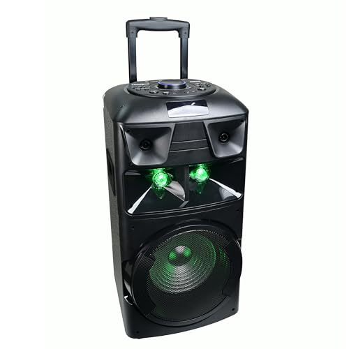 Image of FRONTECH Cruz TWS Wireless Bluetooth 100W 5.0 Trolley Speaker with RGB Lights, Wireless Mic, Up to 5.5 Hours Playtime, 1.0 Channel (Black, SW-0205)