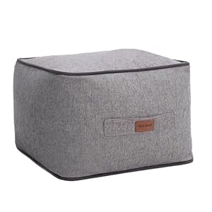 Dekorist Pouf Ottoman, Comfortable Cube Pouffe Foot Stool, Soft Velvet Bean Bag, Home Decor Footstool Extra Seating for Living Room, Bedroom, Quantum, 18″x18″, Gray