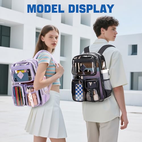 Image of PIG PIG GIRL Clear Backpack for School,Heavy Duty PVC Transparent Bookbag for Girls Stadium Approved See Through Backpack