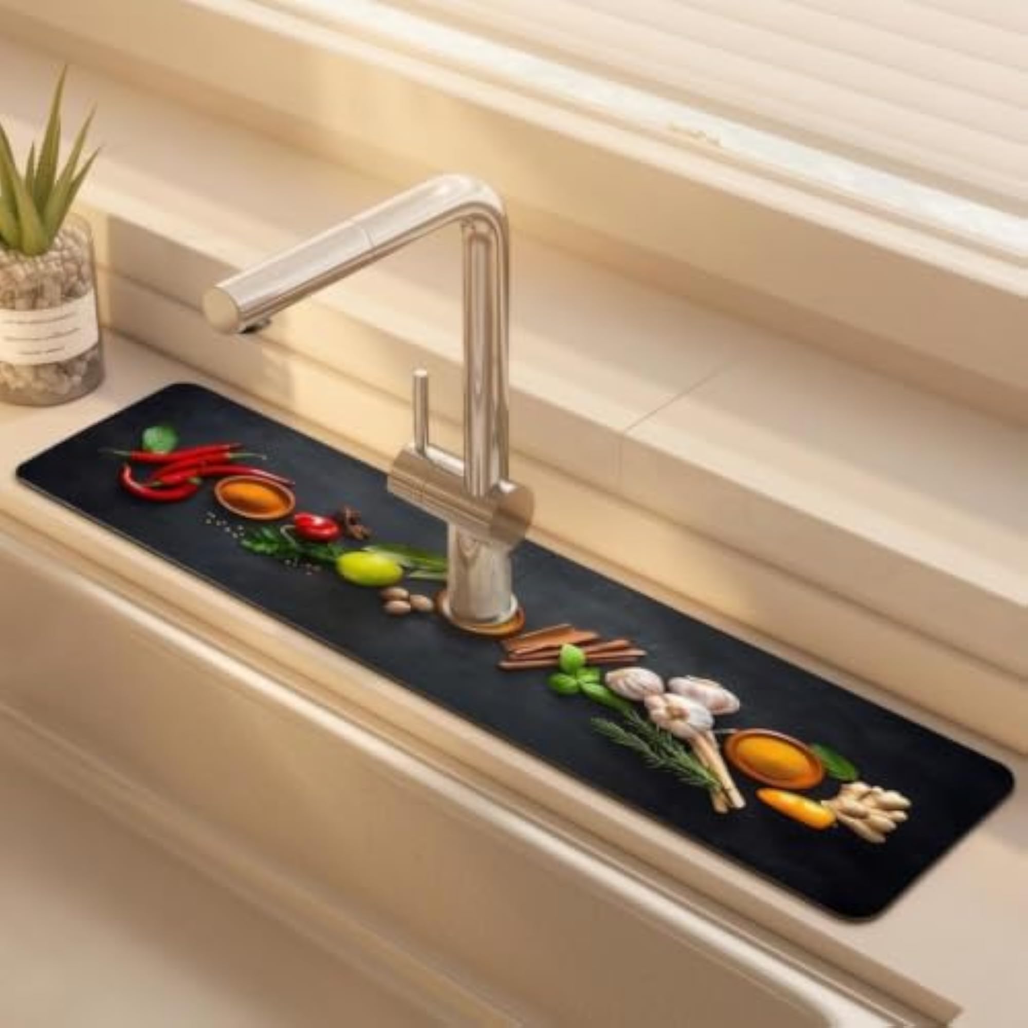 Creative Pattern Kitchen Faucet Absorbent Mat, Eco-Friendly