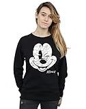 Disney Women's Mickey Mouse Distressed Face Sweatshirt Medium Black