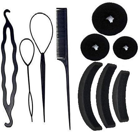 Homeoculture Hair accessories, Hair Styling Tools, Bun Maker Hair Accessories, Combo Offer With Best Prices (Combo of 10 Pcs) 3 hair donuts 3 Banana Puff Maker, 4 piece juda maker