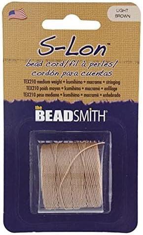 Miniatura 2 de The Beadsmith S-Lon #18 Cordón  Color marrón claro  Tarjeta de 77 yardas  Ideal para atar cuentas de ganchillo y joyas de micro macramé  Compatible