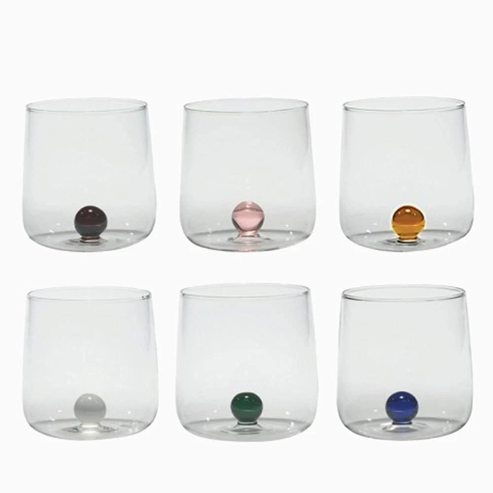 Zafferano Bilia Bicchieri Blu 44 cl Set 6 Pz in Vetro Borosilicato Fatto a Mano